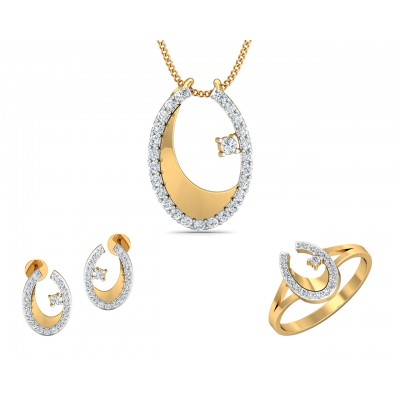 Wina Gold & Diamond Ring, Earring & Pendant Set